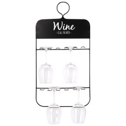 Wieszak uchwyt organizer na kieliszki do wina metalowy czarny VILDE 229040