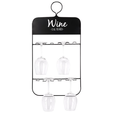 Wieszak uchwyt organizer na kieliszki do wina metalowy czarny VILDE 229040