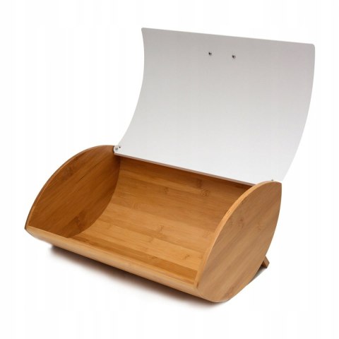 Chlebak + 3 pojemniki, zestaw, bambusowo-stalowy, KRISBERG COSMIC KS-2624 biały