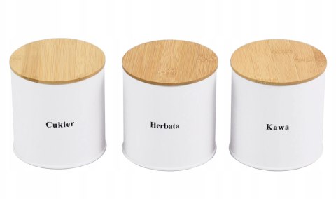 Chlebak + 3 pojemniki, zestaw, bambusowo-stalowy, KRISBERG COSMIC KS-2624 biały