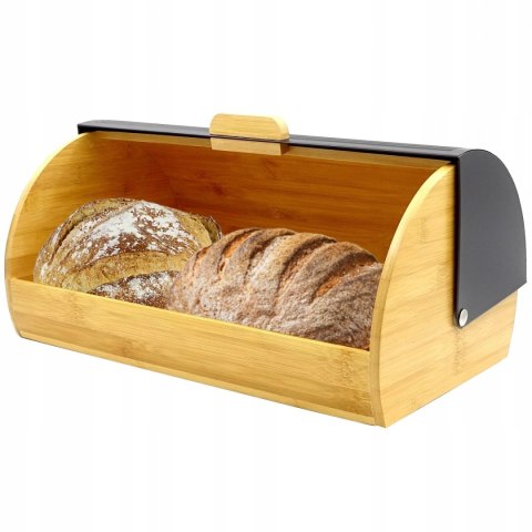 Chlebak drewniany z pokrywą bezkolizyjną KRISBERG KS-2627 Czarny