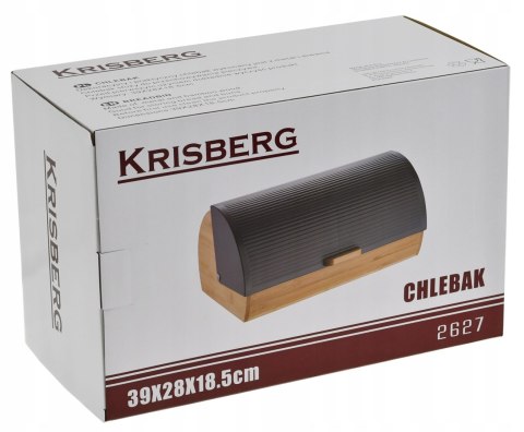 Chlebak drewniany z pokrywą bezkolizyjną KRISBERG KS-2627 Czarny
