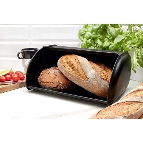 Chlebak stalowy mały 36cm, pojemnik na pieczywo chleb, KRISBERG KS-2629 Czarny