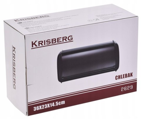 Chlebak stalowy mały 36cm, pojemnik na pieczywo chleb, KRISBERG KS-2629 Czarny