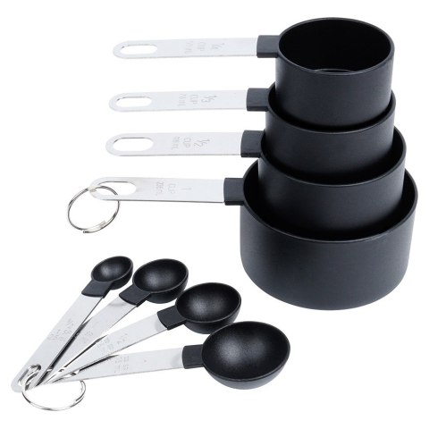 Miarki kuchenne czarne zestaw miarek miarek kuchennych 8 sztuk HIT 259664