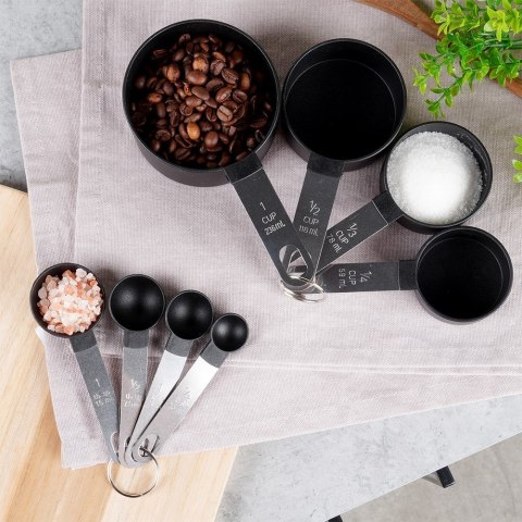 Miarki kuchenne czarne zestaw miarek miarek kuchennych 8 sztuk HIT 259664