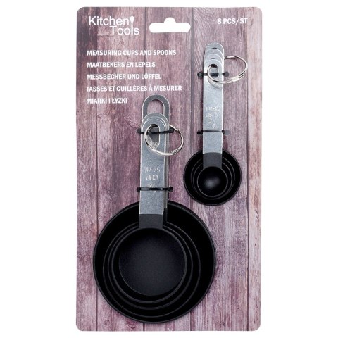 Miarki kuchenne czarne zestaw miarek miarek kuchennych 8 sztuk HIT 259664