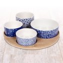 Miseczki na przekąski orzeszki oliwki tapas porcelanowe na tacy 5-ele EXCELLENT HOUSEWARE 139129