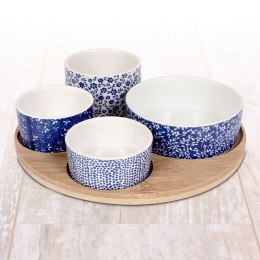 Miseczki na przekąski orzeszki oliwki tapas porcelanowe na tacy 5-ele EXCELLENT HOUSEWARE 139129