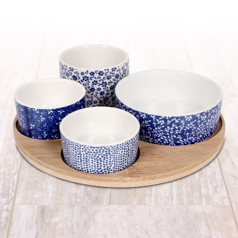 Miseczki na przekąski orzeszki oliwki tapas porcelanowe na tacy 5-ele EXCELLENT HOUSEWARE 139129