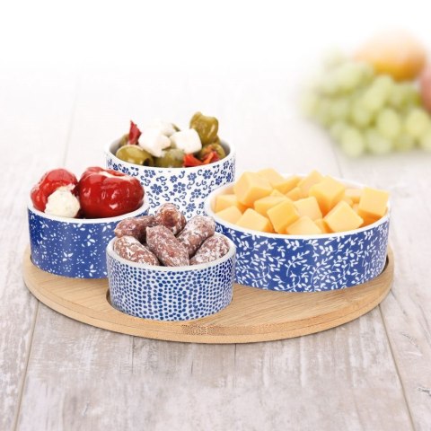 Miseczki na przekąski orzeszki oliwki tapas porcelanowe na tacy 5-ele EXCELLENT HOUSEWARE 139129