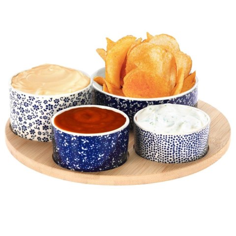 Miseczki na przekąski orzeszki oliwki tapas porcelanowe na tacy 5-ele EXCELLENT HOUSEWARE 139129