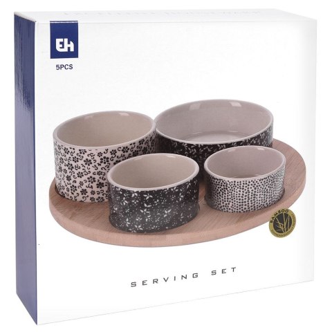 Miseczki na przekąski orzeszki oliwki tapas porcelanowe na tacy 5-ele EXCELLENT HOUSEWARE 139129