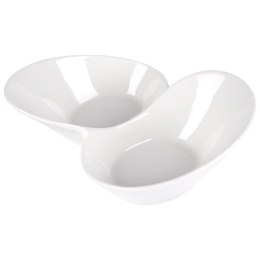 Miseczki na przekąski przystawki porcelanowe białe podwójne 15.5cm HIT 139270