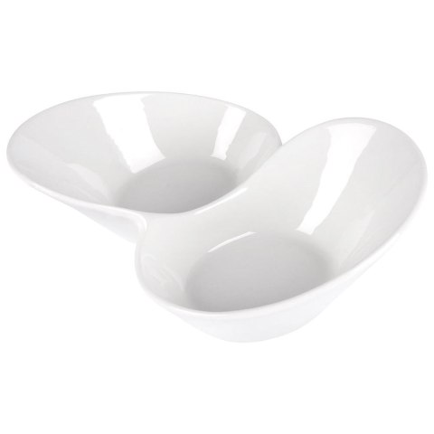 Miseczki na przekąski przystawki porcelanowe białe podwójne 15.5cm HIT 139270