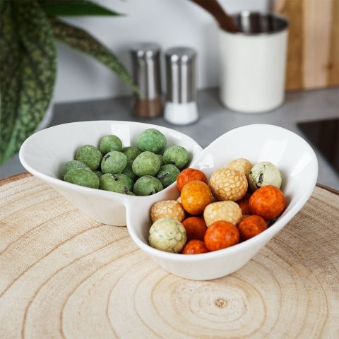 Miseczki na przekąski przystawki porcelanowe białe podwójne 15.5cm HIT 139270