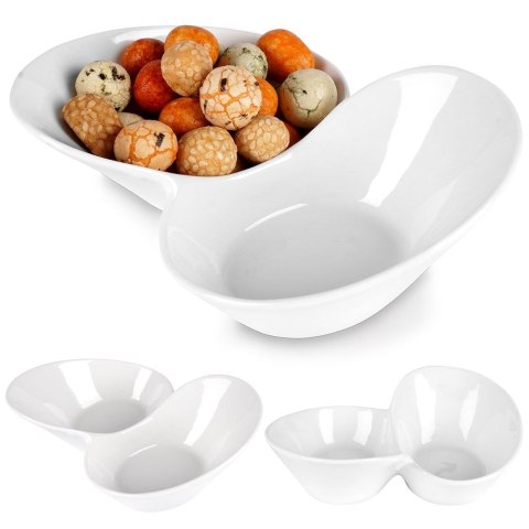 Miseczki na przekąski przystawki porcelanowe białe podwójne 15.5cm HIT 139270