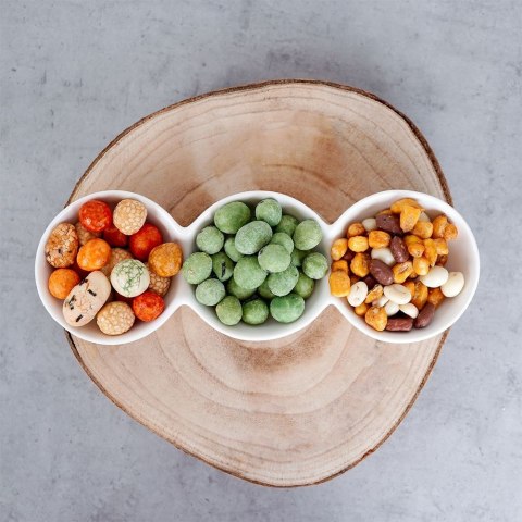 Miseczki na przekąski przystawki porcelanowe białe potrójne 23.5cm HIT 139248