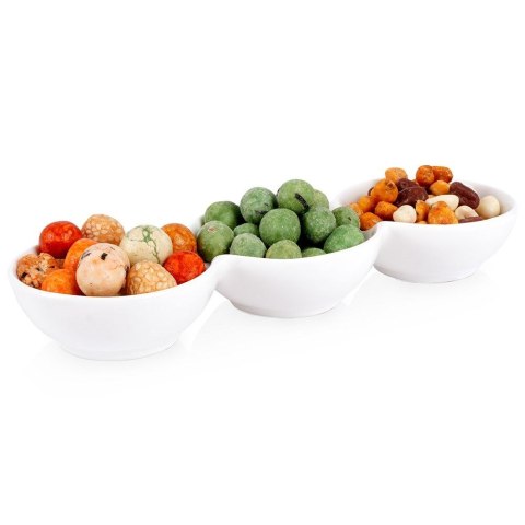 Miseczki na przekąski przystawki porcelanowe białe potrójne 23.5cm HIT 139248