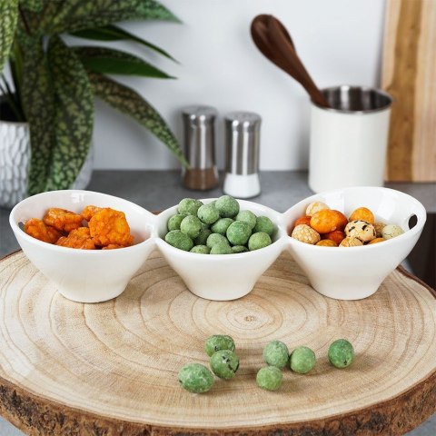 Miseczki na przekąski przystawki porcelanowe białe potrójne 27cm HIT 139271