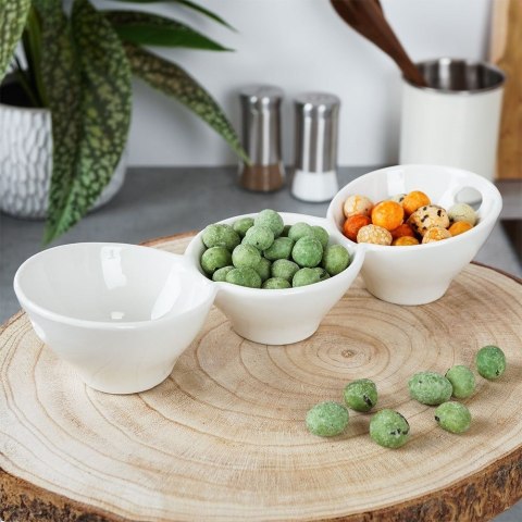 Miseczki na przekąski przystawki porcelanowe białe potrójne 27cm HIT 139271