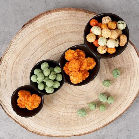 Miseczki na przekąski przystawki porcelanowe czarne poczwórne 29cm HIT 139273