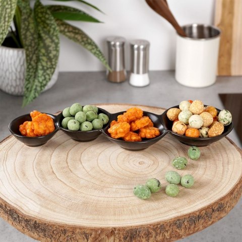 Miseczki na przekąski przystawki porcelanowe czarne poczwórne 29cm HIT 139273