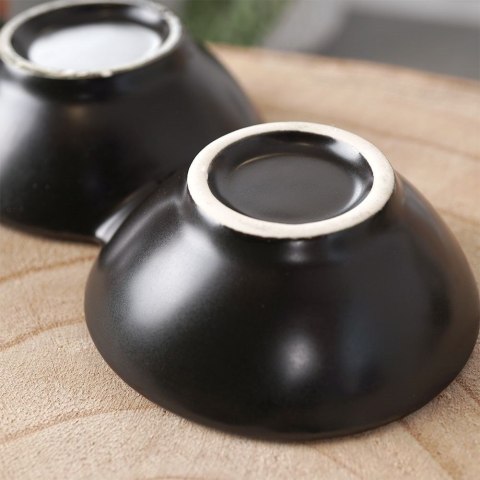 Miseczki na przekąski przystawki porcelanowe czarne poczwórne 29cm HIT 139273