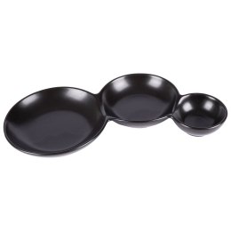 Miseczki na przekąski przystawki porcelanowe czarne potrójne 25cm HIT 139272