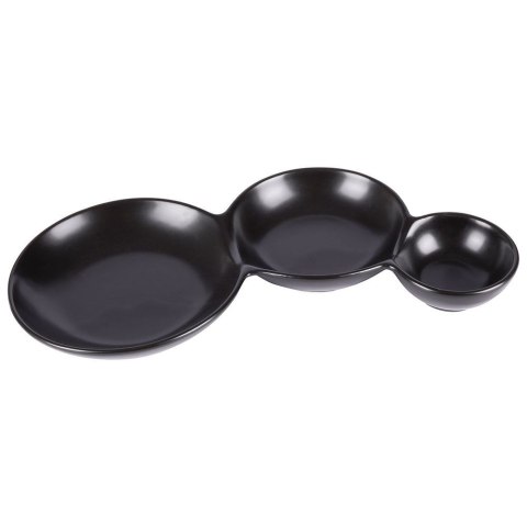 Miseczki na przekąski przystawki porcelanowe czarne potrójne 25cm HIT 139272