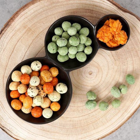 Miseczki na przekąski przystawki porcelanowe czarne potrójne 25cm HIT 139272