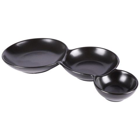 Miseczki na przekąski przystawki porcelanowe czarne potrójne 25cm HIT 139272