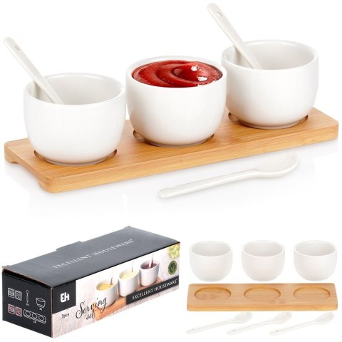 Miseczki na przekąski przystawki sosy ceramiczne białe 90ml 7-ele EXCELLENT HOUSEWARE 139074