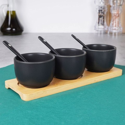 Miseczki na przekąski przystawki sosy porcelanowe czarne 85ml 7-ele HIT 121664