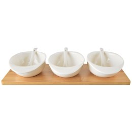 Miseczki na przekąski przystawki sosy porcelanowe z podstawką białe WHITELINE ORION 129900