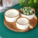 Miseczki na przekąski sos dip ceramiczne na tacy 20cm 3 szt. EXCELLENT HOUSEWARE 139310