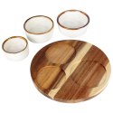 Miseczki na przekąski sos dip ceramiczne na tacy 20cm 3 szt. EXCELLENT HOUSEWARE 139310