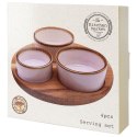 Miseczki na przekąski sos dip ceramiczne na tacy 20cm 3 szt. EXCELLENT HOUSEWARE 139310