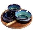Miseczki na przekąski sos dip ceramiczne na tacy 20cm 4-ele EXCELLENT HOUSEWARE 139308-B