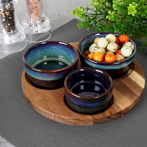 Miseczki na przekąski sos dip ceramiczne na tacy 20cm 4-ele EXCELLENT HOUSEWARE 139308-B