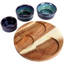 Miseczki na przekąski sos dip ceramiczne na tacy 20cm 4-ele EXCELLENT HOUSEWARE 139308-B
