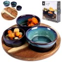 Miseczki na przekąski sos dip ceramiczne na tacy 20cm 4-ele EXCELLENT HOUSEWARE 139308-B