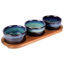 Miseczki na przekąski sos dip ceramiczne na tacy 29.5cm 3 szt. EXCELLENT HOUSEWARE 139309-B