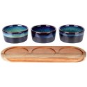 Miseczki na przekąski sos dip ceramiczne na tacy 29.5cm 3 szt. EXCELLENT HOUSEWARE 139309-B