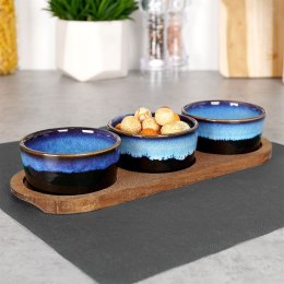 Miseczki na przekąski sos dip ceramiczne na tacy 29.5cm 3 szt. EXCELLENT HOUSEWARE 139309-N