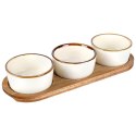 Miseczki na przekąski sos dip ceramiczne na tacy 29.5cm 3 szt. EXCELLENT HOUSEWARE 139311
