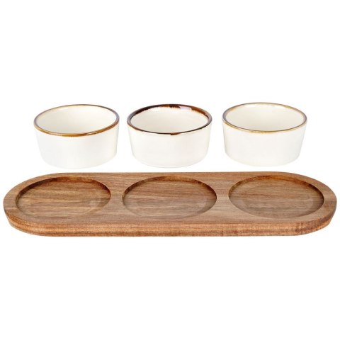 Miseczki na przekąski sos dip ceramiczne na tacy 29.5cm 3 szt. EXCELLENT HOUSEWARE 139311