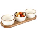 Miseczki na przekąski sos dip ceramiczne na tacy 29.5cm 3 szt. EXCELLENT HOUSEWARE 139311