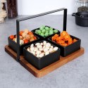 Miseczki na przekąski tapas ceramiczne czarne na tacy 20x20cm 5-ele EXCELLENT HOUSEWARE 139210