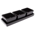 Miseczki na przekąski tapas ceramiczne czarne na tacy 23.5cm 4-ele EXCELLENT HOUSEWARE 139207